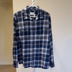 American Eagle Blue Plaid Button-Up Shirt Size XL